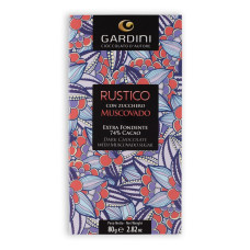 Dark chocolate bar Rustico 74% cocoa beans and muscovado sugar 80 g Gardini