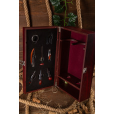 Wooden box with 8 accessories (for 2 bottles)