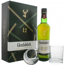 Glenfiddich Single Malt Scotch Whisky 12 years old +2 glasses
